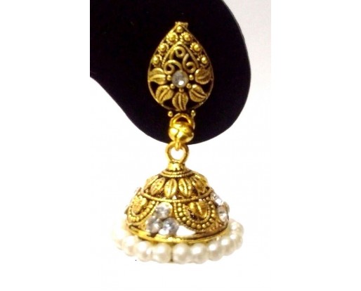 Golden Oxidized Earrings Jhumka Jhumki Jewelry Bollywood Drop Dangle Long EA169